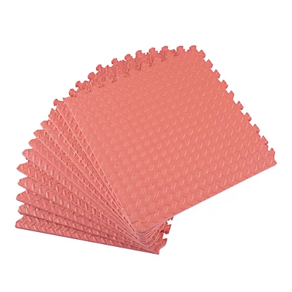 Essentials Interlocking Floor Tiles Red 10mm 12 Pack